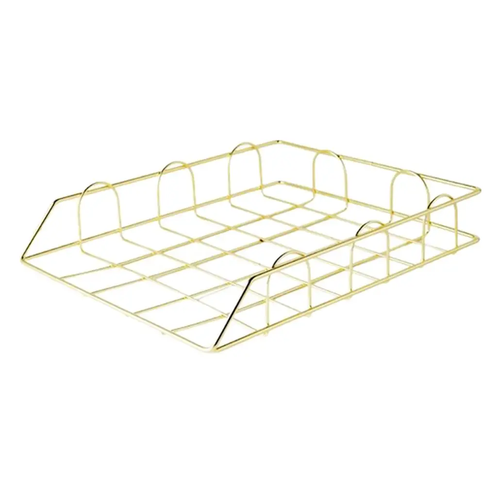 Metal Wire Stackable Paper File Document Letter Tray Rack Holder Shelf