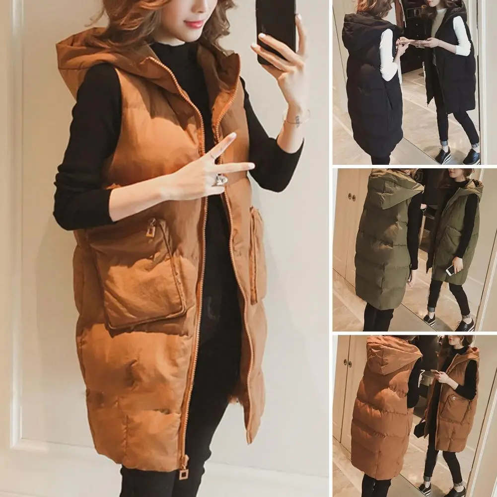 

Lightweight Women Vest Stylish Women's Hooded Sleeveless Vest Coat with Pockets Autumn Winter Fashion Essential for Layering