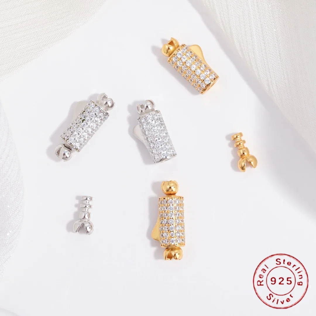 

S925 стерлингового серебра с инкрустацией цирконом застежка DIY браслет ручной работы и разъем для ожерелья ювелирные аксессуары SK125