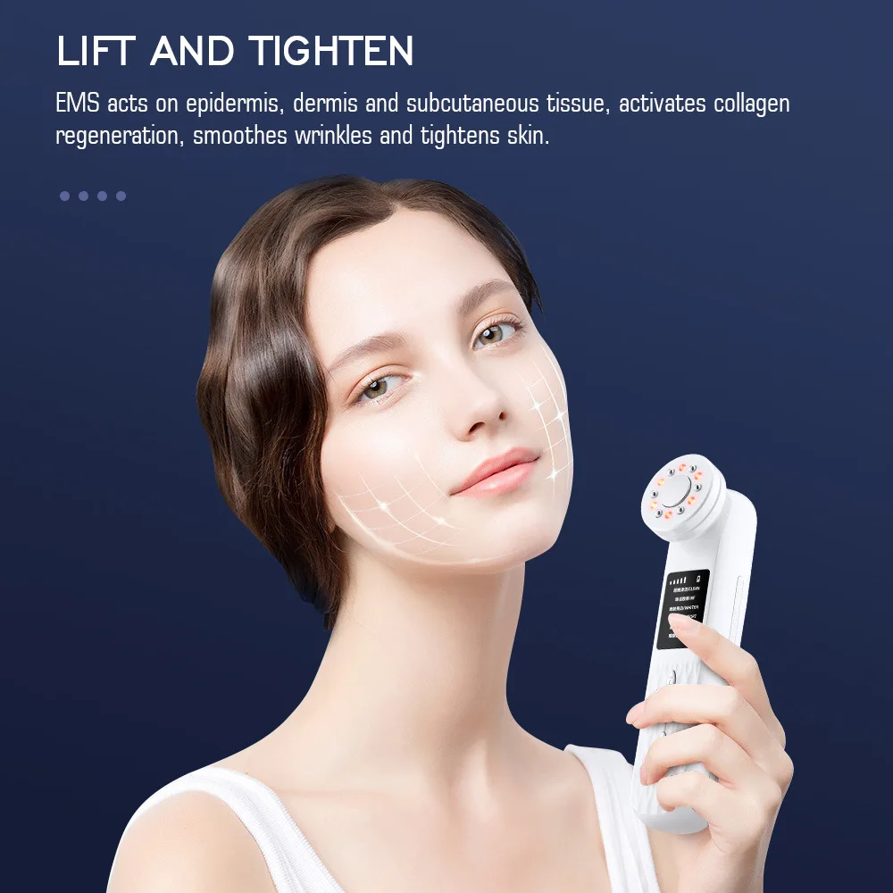 7 en 1 Micro-courant LED beauté du visage glace ultrasonique EMS dispositif de beauté Vibration élimination des rides masseur à main