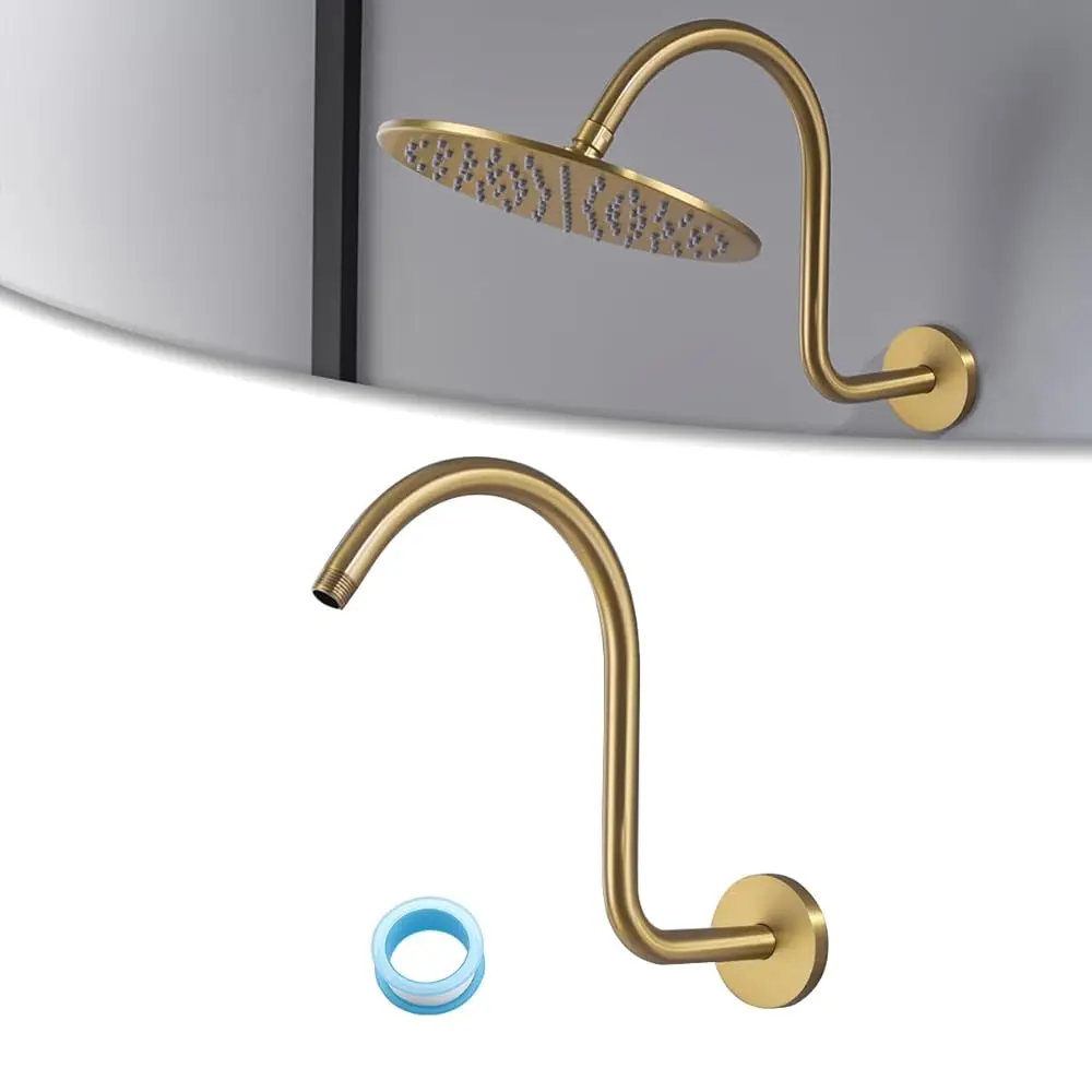 

AllexpreskWall Mounted Shower Arm Extension Head Holder Stainless Stee for Elbow Bathroom Accessories Pipe Bath Tube Champagne B