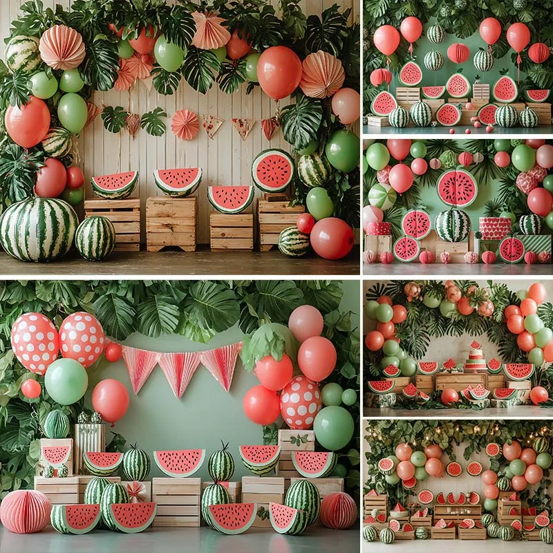 

LS Summer Watermelon Farmers Market Photography Backdrops Children Birthday Cake Smash Photo Props Studio Booth Background