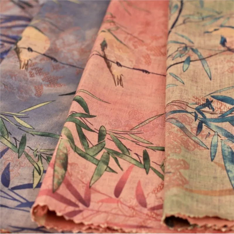 leaf fragrant gauze printed fabric ancient-style table patchwork soft tie-dyed