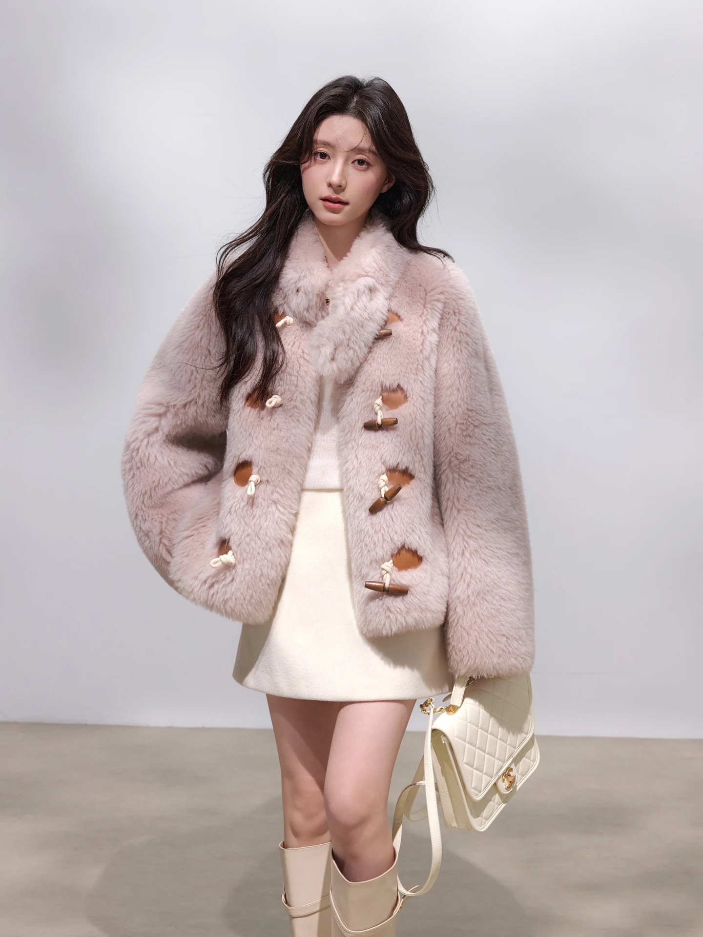 Toscan Sle ort Coat Mouton Fur Inteated Jaet Young Women's Casual Long Sve Collar Woolen Leather Outerwear
