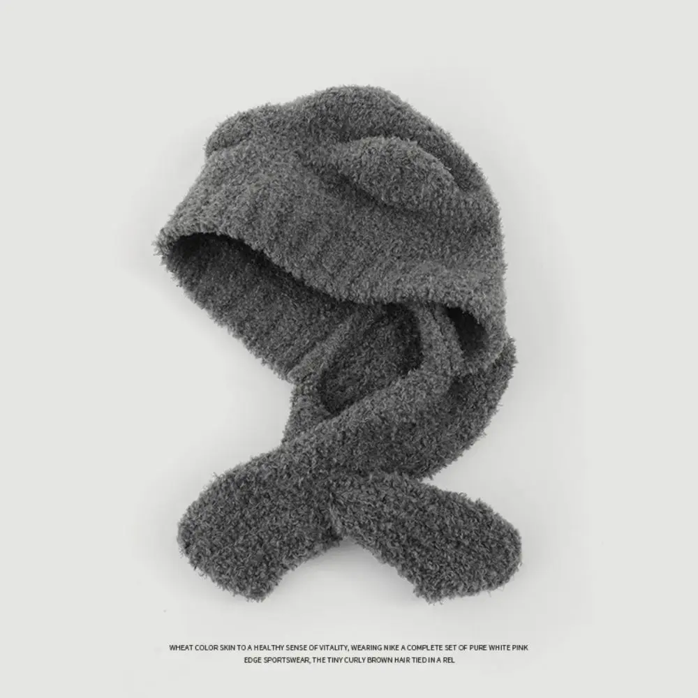 Fashion Warm Bear Ear Hat Cap Velvet Cute Beanies Cartoon Earmuff Hat Scarf Integrated Ski