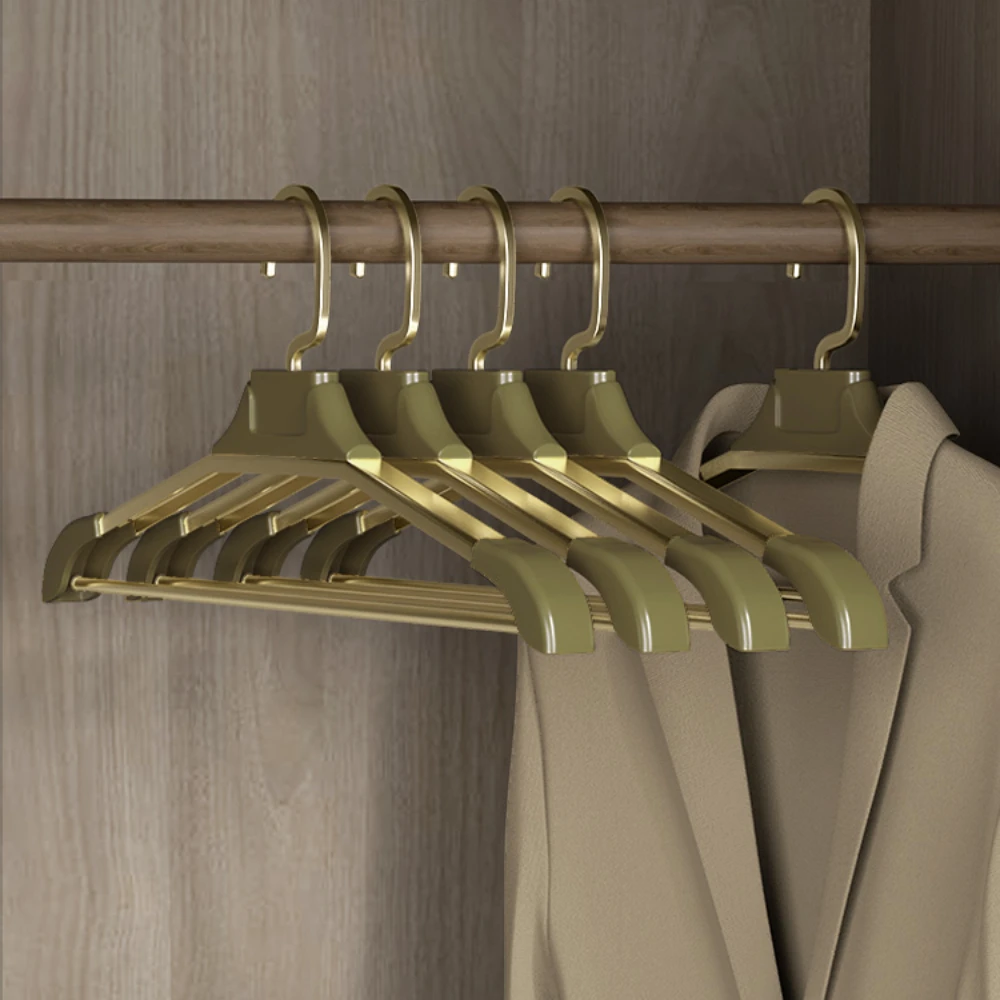 Space Aluminum Alloy Rack Household Wardrobe Light Luxury Advanced Hanger Non-Slip Hanger Wide Shoulder Clothes Hanger