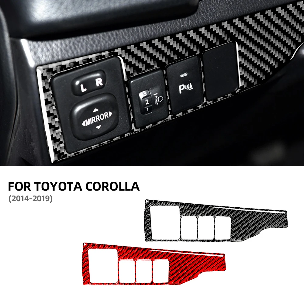 Carbon Fiber Black Fit for Toyota Corolla 2014 2015 2016 2017 2018 2019 Headlight Switch Car Acceccories Interior Stickers Tools