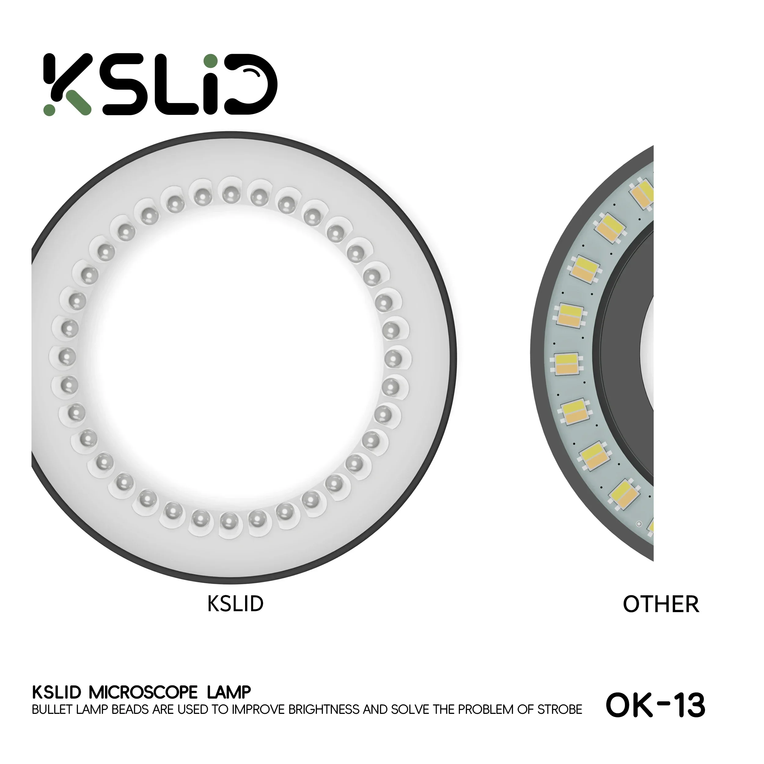 KSLID OK-13 Lampada per microscopio Lampada illuminatrice ad anello a LED Lampada ad anello polarizzato Sorgente luminosa Lampada per microscopio Utensili manuali