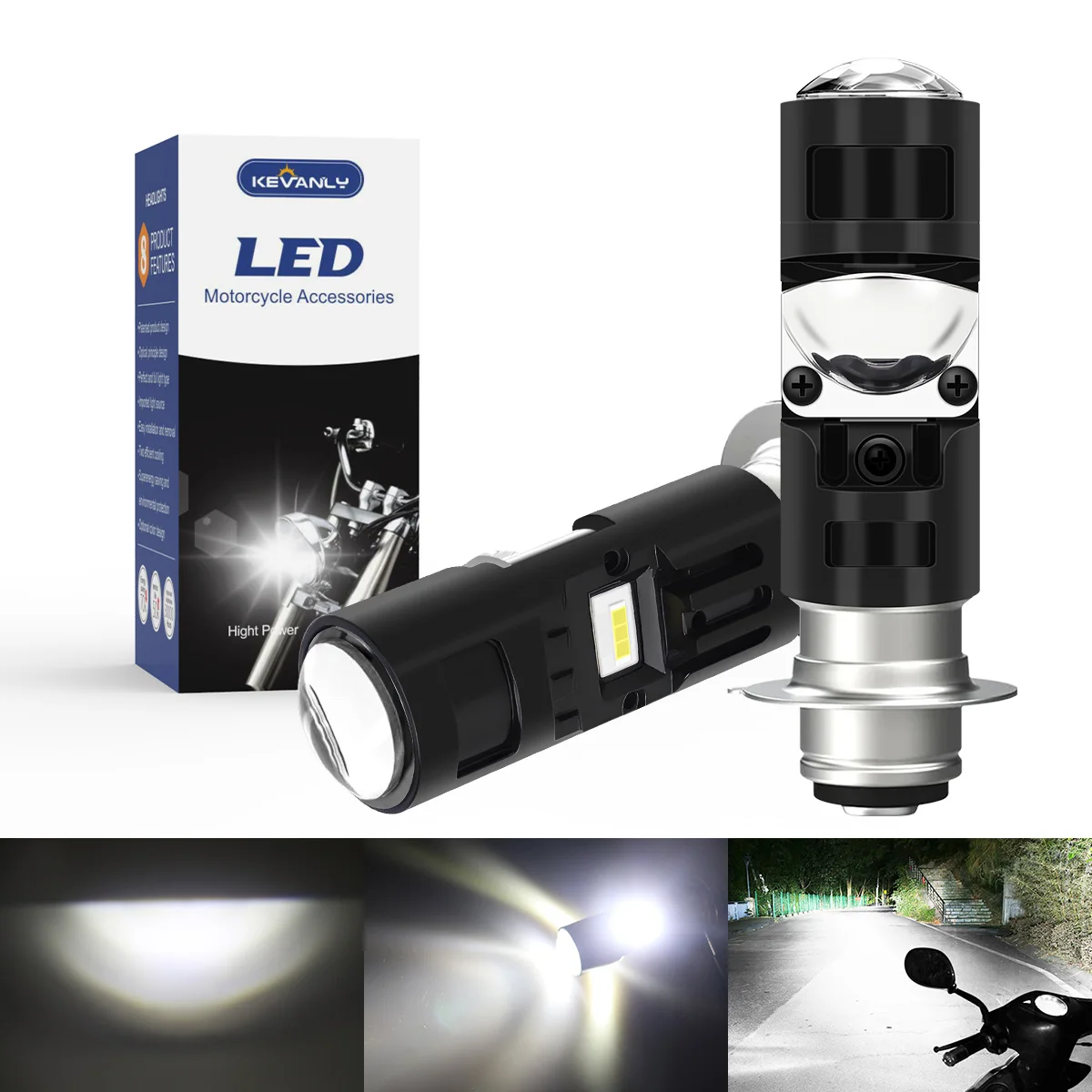 

H4 BA20D P15D Motorcycle Headlight Bulbs 9-96V Day Running Light Spotlights Hi/LO Beam Light 6000K White Motorcycles Accessories