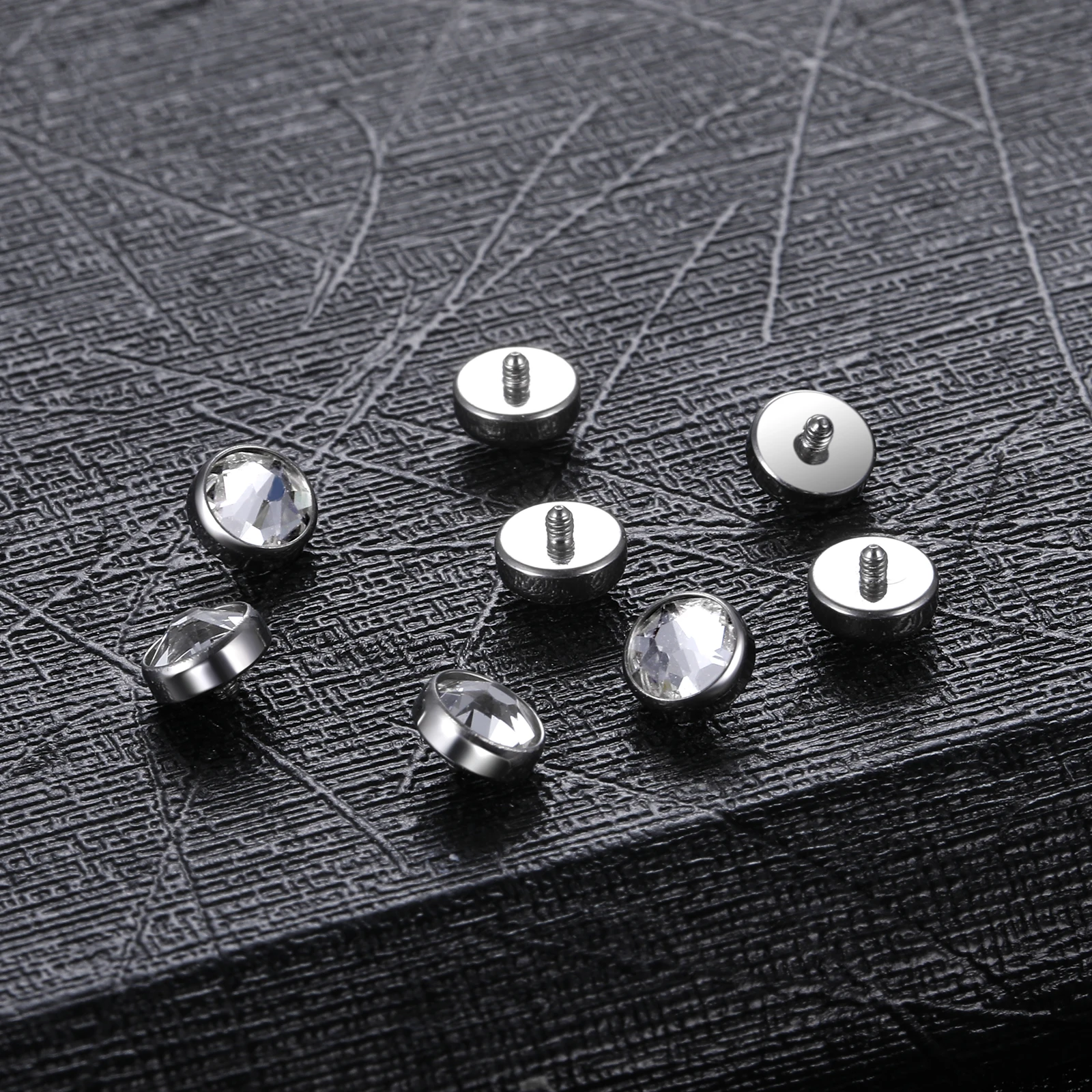 10pcs/lot Titanium CZ Crystal Micro Dermal Piercings Micro Dermal Anchor Top Skin Diver Hide In Surface Piercings Body Jewelry