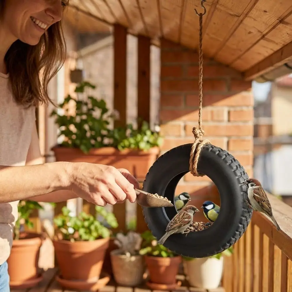 Waterproof Silicone Tires Bird Feeder Rust-Proof Realistic Feeding Station Handmade Weather Resistant Hummingbird Feeder