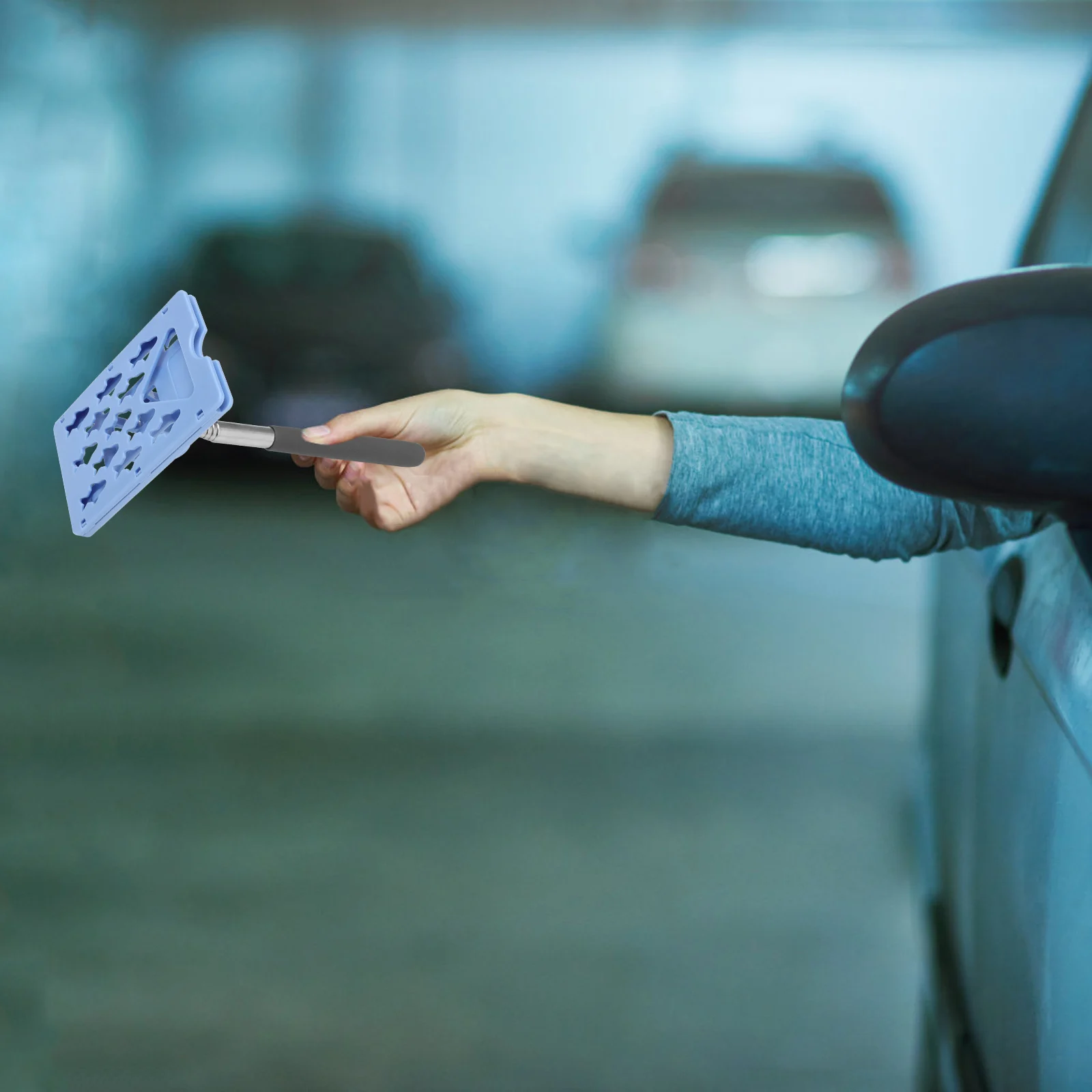 

Rod Artifact Retractable ABS Stainless Steel Easy Tool for Office Parking Lot Use Telescopic Card Holder Double Layer Sky