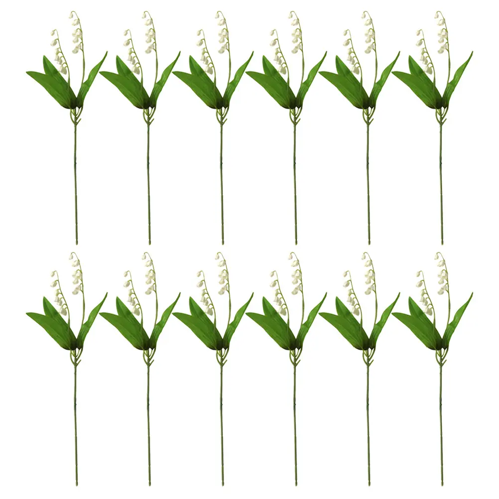 

12pcs Artificial Lily Of The Valley Flowers Lifelike Fake Wedding Decor Home Diy Plastic Orchid Household Decoration Fake