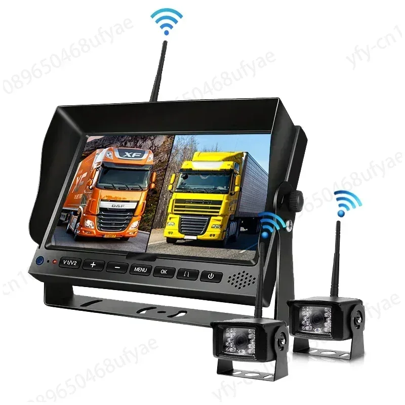 2.4G 1080P Digital Wireless Camera System Reversing Aid Heavy Truck MDVR 256GB Quad Screen with 4PCS Wireless Backup Camera