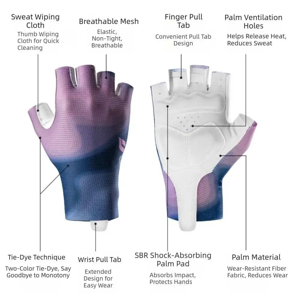 

Gel Padded Women Bicycle Gloves Breathable Shock-absorbing Half Finger Cycling Gloves Non-slip Wear-resistant Bike Short Gloves