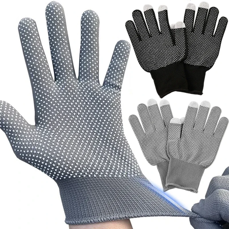 Guantes de nailon antideslizantes para trabajo de seguridad, ciclismo al aire libre, guantes transpirables de medio dedo, mitones para hombres, guantes sin dedos para pantalla táctil