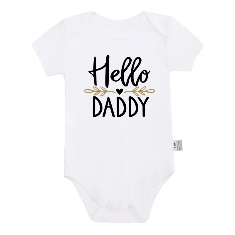 Hello Daddy Baby Onesie Pregnancy Announcement Bodysuit Short Sleeve New Dad Reveal Photo Prop Romper Gift for Expecting Father