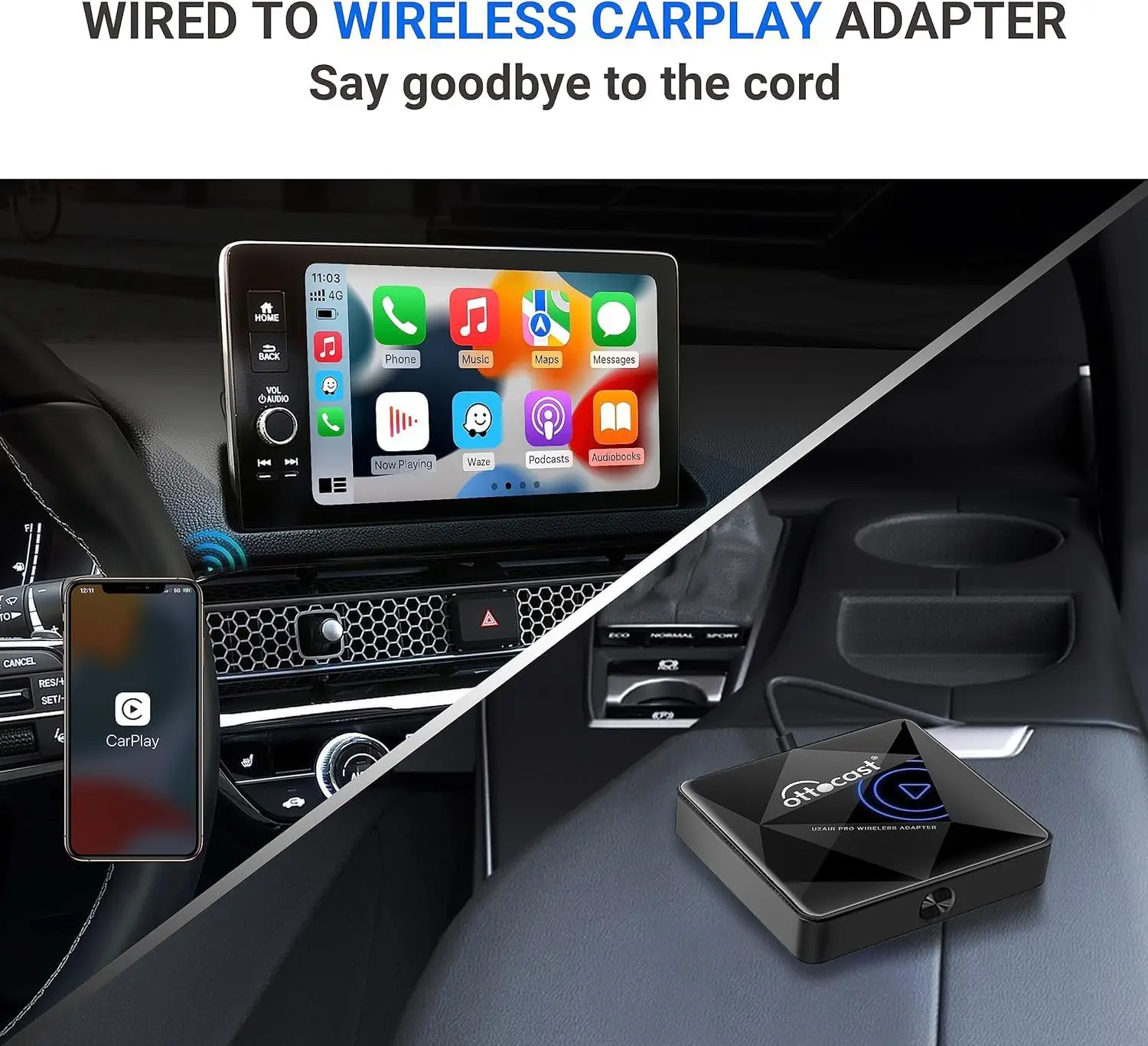 Wireless CarPlay Adapter for iPhone - 2023 Newest Wired to Wireless Apple Carplay Dongle