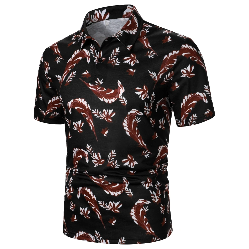 

Men's POLO Shirt Short Sleeves Feather Print Regular Fit Men's Top Outdoor Sports Holiday Gifts Vacation Golf Shirt Men's POLO