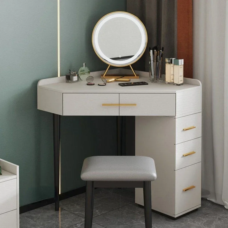 

Luxury Nordic Dressing Tables Bedroom Modern Organizers Storage Corner Makeup Table with Mirror Dressers for Bedroom Furniture