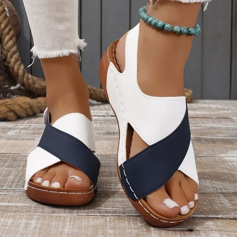 Female Shoes on Sale 2024 Brand Summer Women\'s Sandals Open Toe Mixed Colors Platform Water Proof 43 Large Size Shoes Female