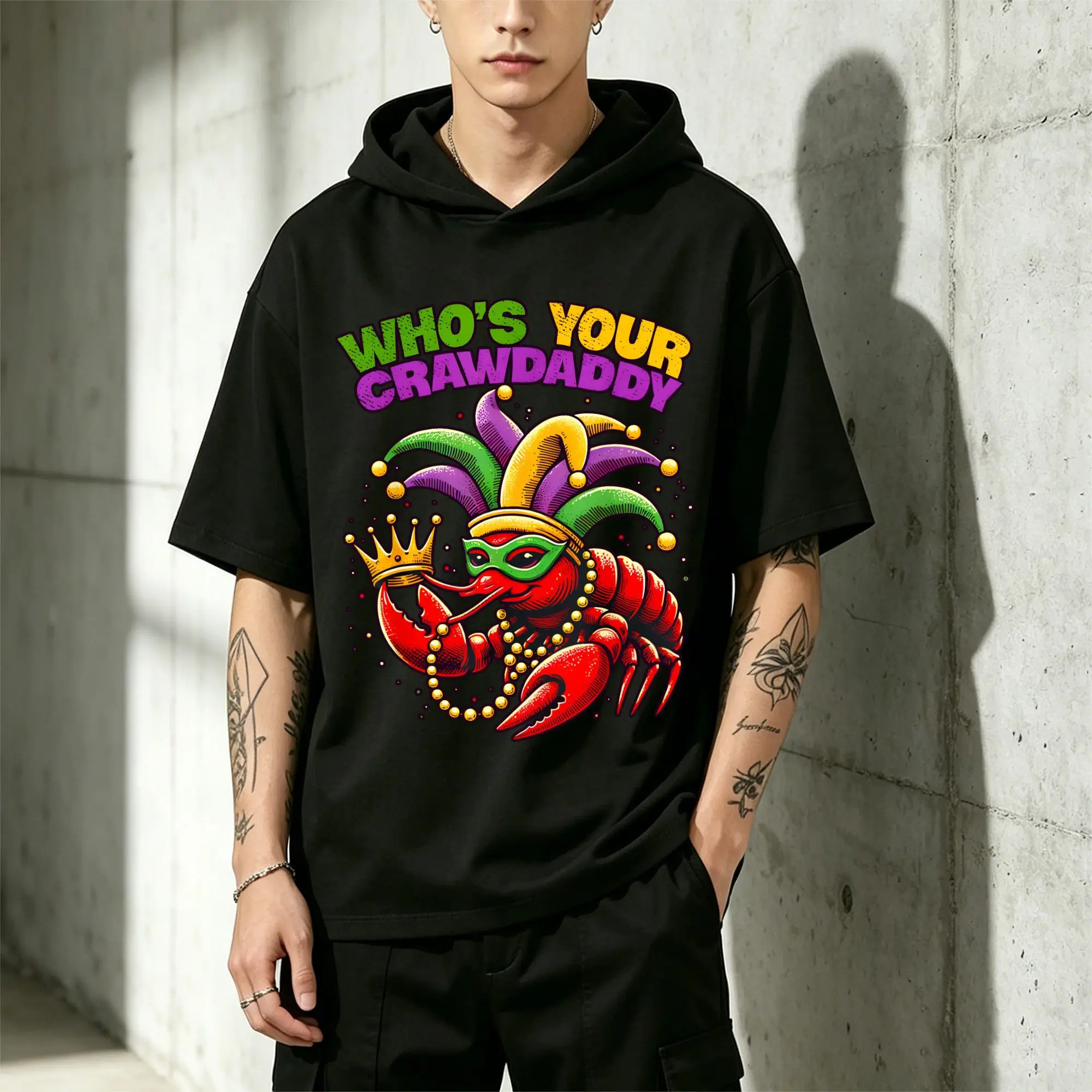 1 Piece Men's Clothing: Who Is Your Crayfish Daddy? Year of the Pig Carnival T-Shirt, Casual and Comfortable, Fitted Cut