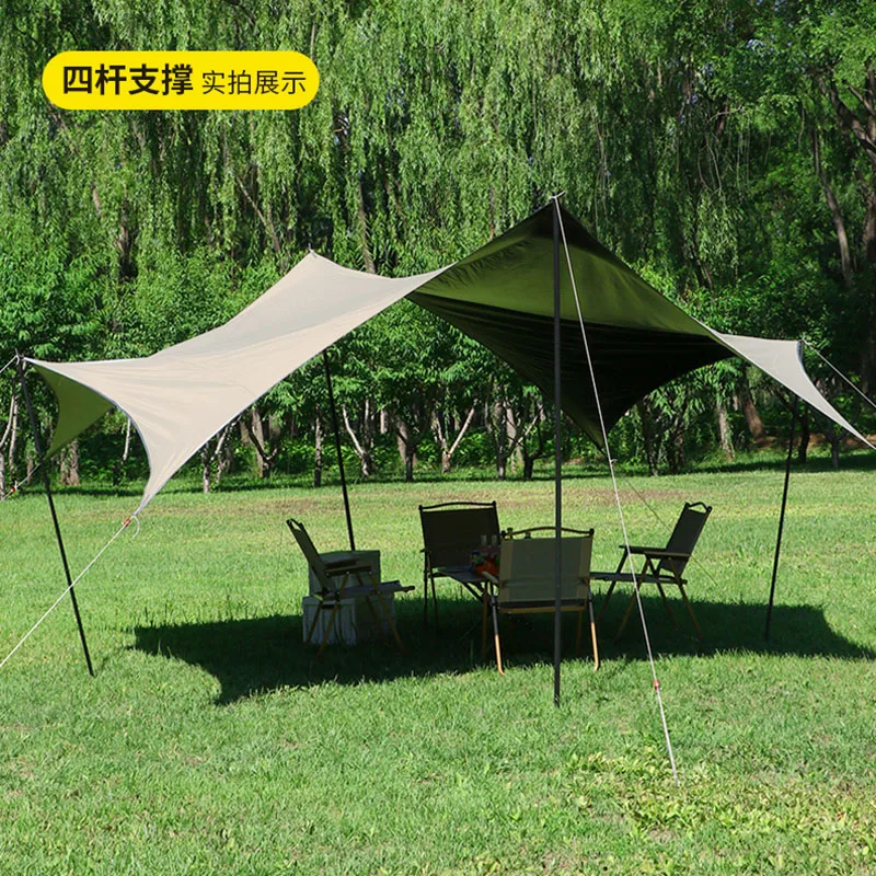 Thickened vinyl canopy outdoor camping picnic courtyard beach rainproof sunscreen awning Oxford cloth tent portable