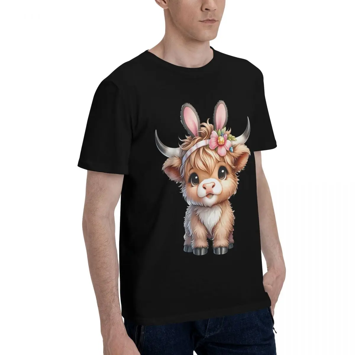 Cute Highland Cow Flower Headband Move Tshirt High quality Activity competition Championship Creative Eur Size