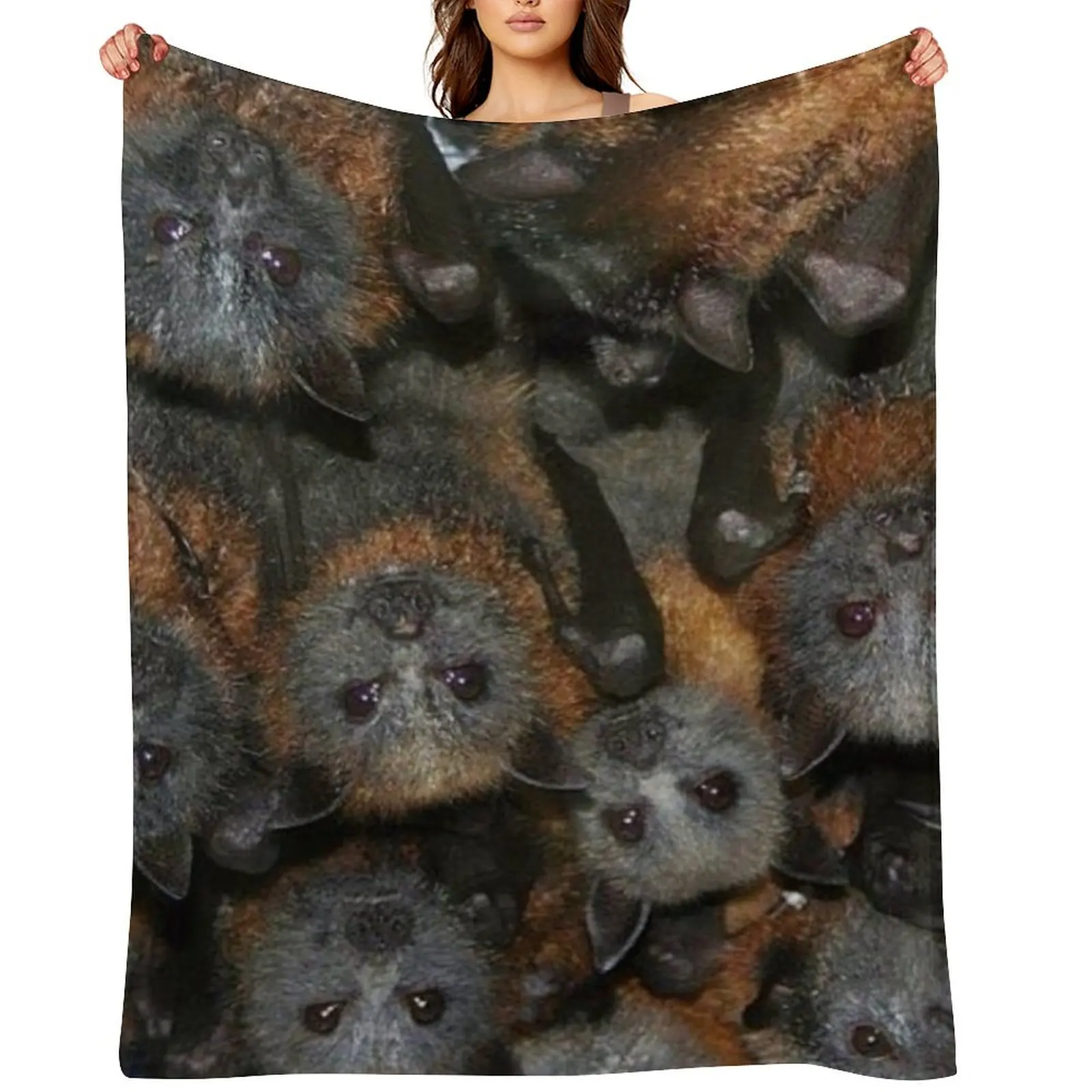 

Gorgeous Grey Headed Flying Fox Bats. Throw Blanket halloween Thermals For Travel Soft Blankets For Baby Blankets