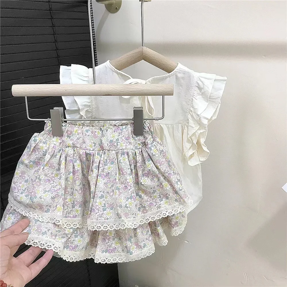 

Girls' Summer Set New Fashionable Western Short Sleeve Summer Two Piece Set Girls' Summer Children's Summer Set