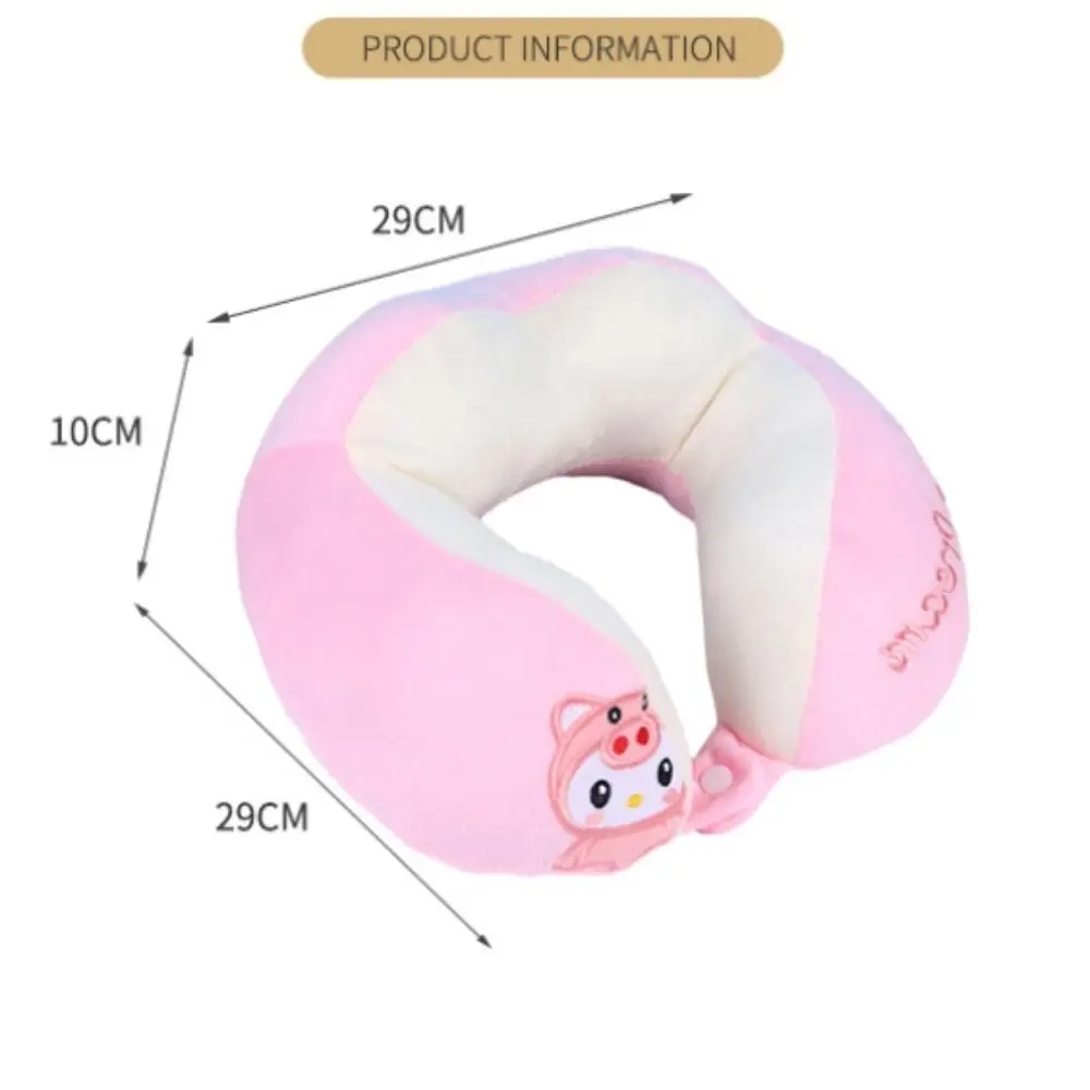 การ์ตูนสัตว์ U-รูปหมอน Plush Piggy Bunny ช้า Rebound Sleep Camping หมอนสุนัข Tiger Soft Travel Plush คอหมอน