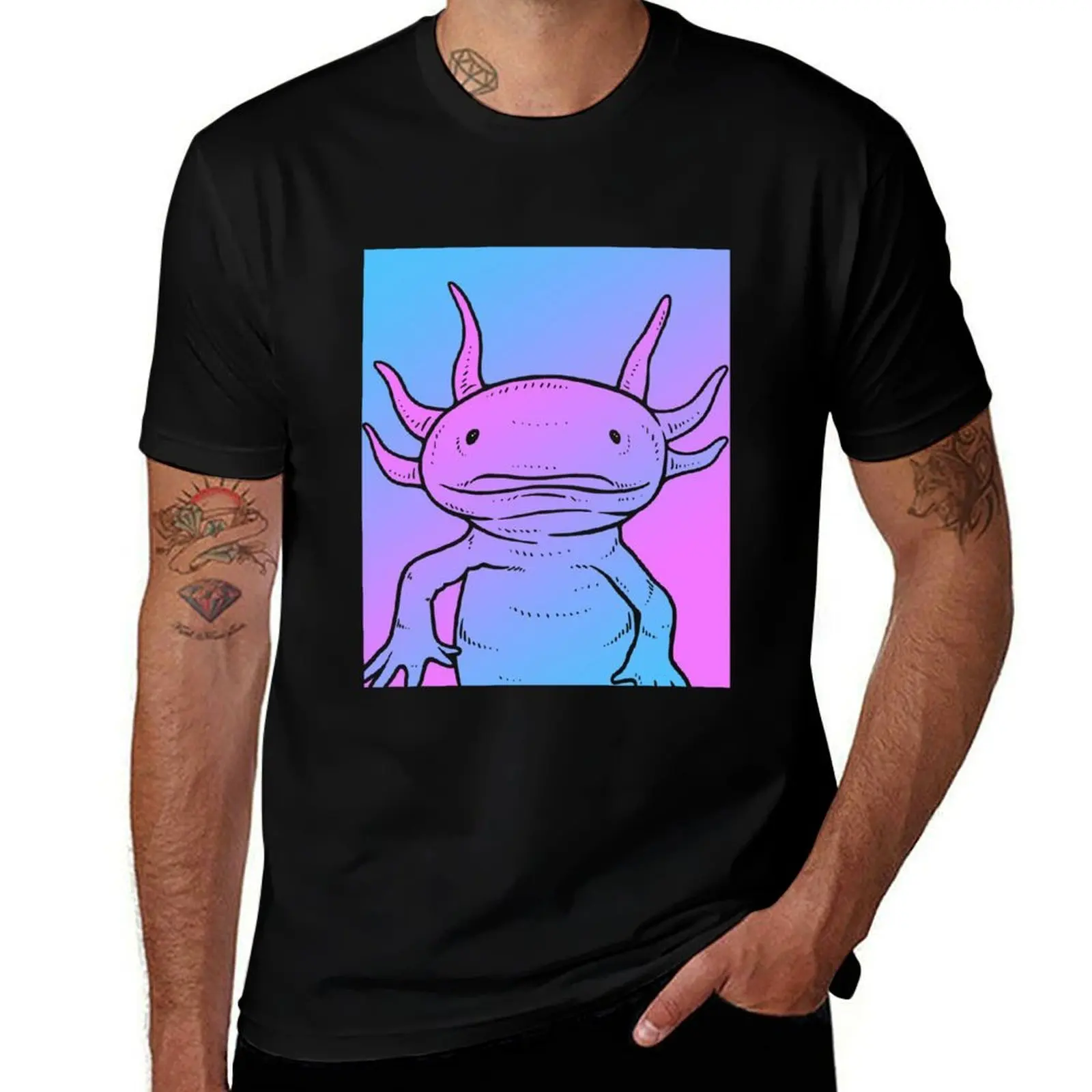 Vaporwave Axolotl Aesthetic Pastel Goth Salamander T-Shirt Work Daily Short Sleeve Top T-Shirt