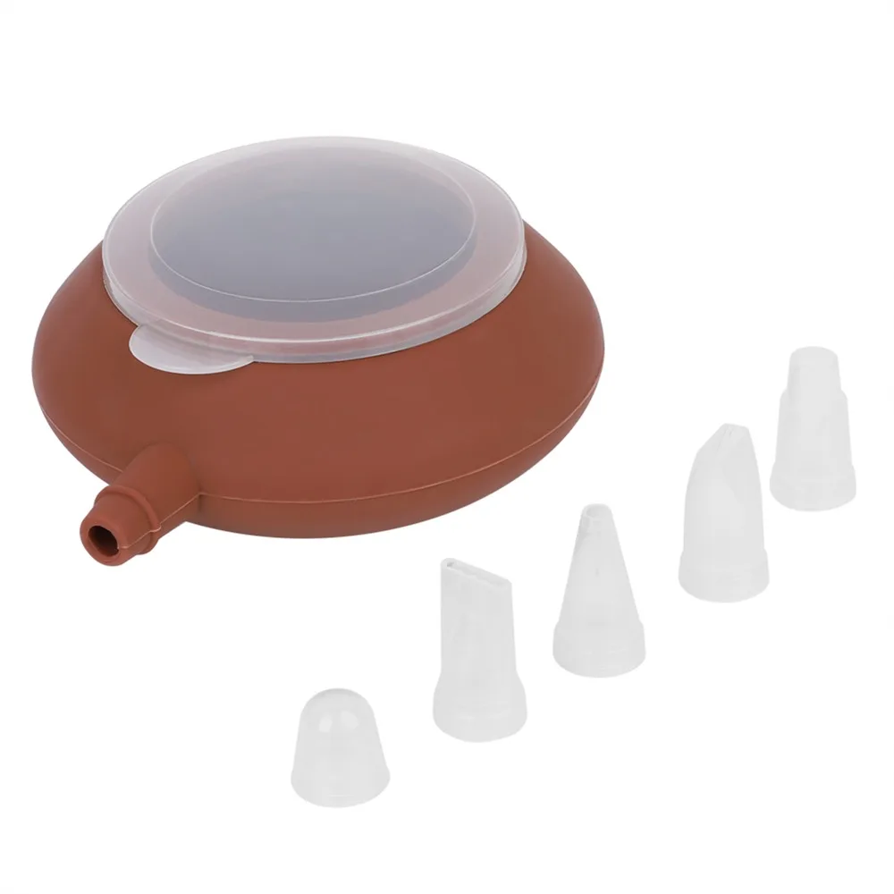 5PCS Food Grade Silicone Silicone Macaron Mold Cream Decorating Nozzle Pot Shape Pastry Cream Nozzle Compact Five Nozzles