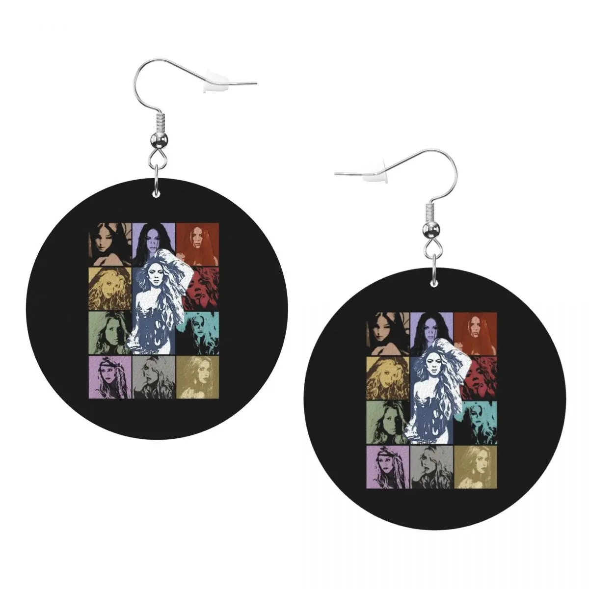 Custom Drop Dangle Earrings Shakira Singer Star Leather Teardrop Earrings Songs Music PVC Leather for Gifts Dainty Jewelry