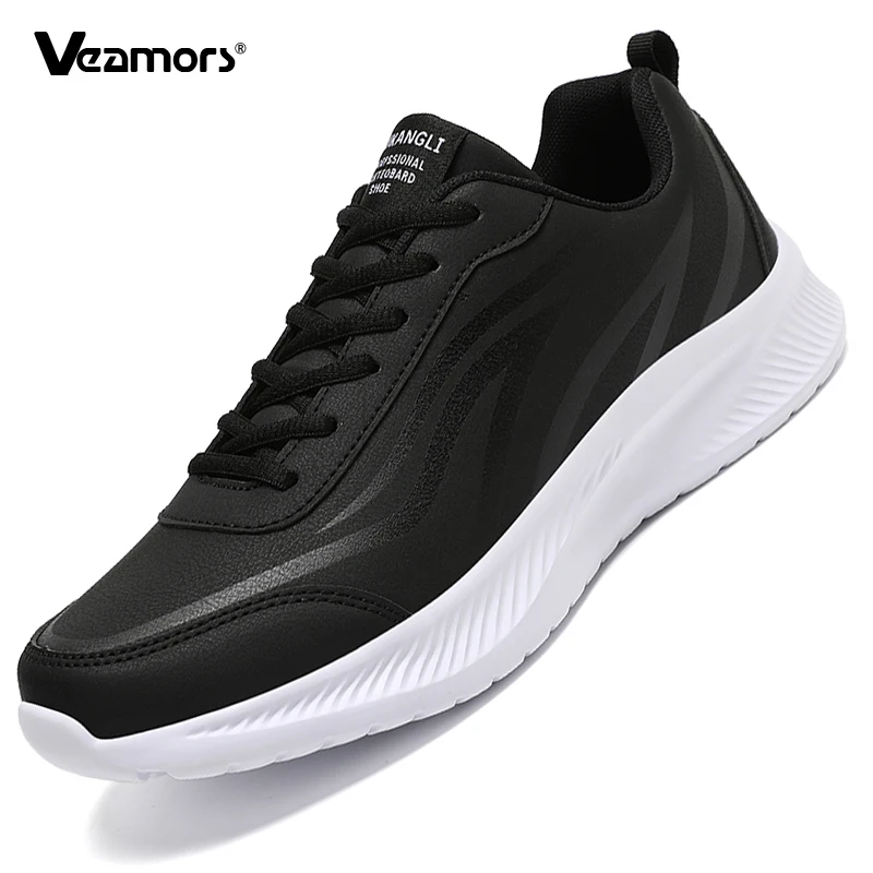 

Минималистичные черные повседневные спортивные туфли для мужчин, модные низкие кроссовки из искусственной кожи, повседневные кроссовки, мужские прогулочные туфли с противоскользящей подошвой