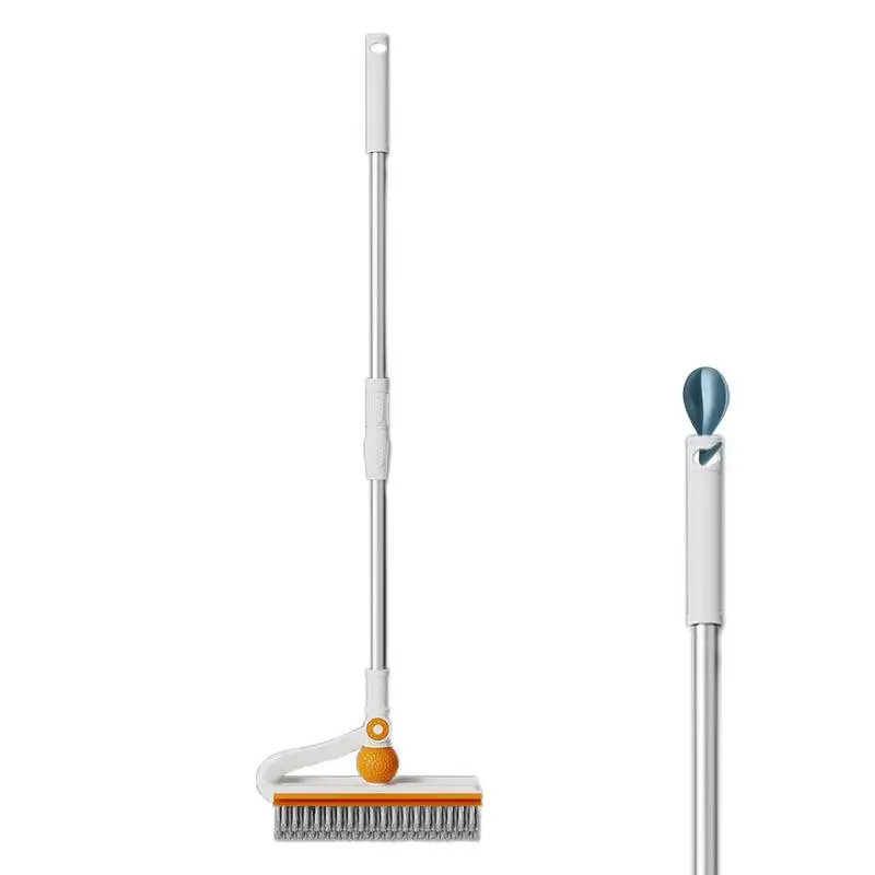 Floor Scrubber Broom With Stainless Steel Long Handle Scrubber Floor Brush Household Cleaning Tools For Bathroom Corners Toilet