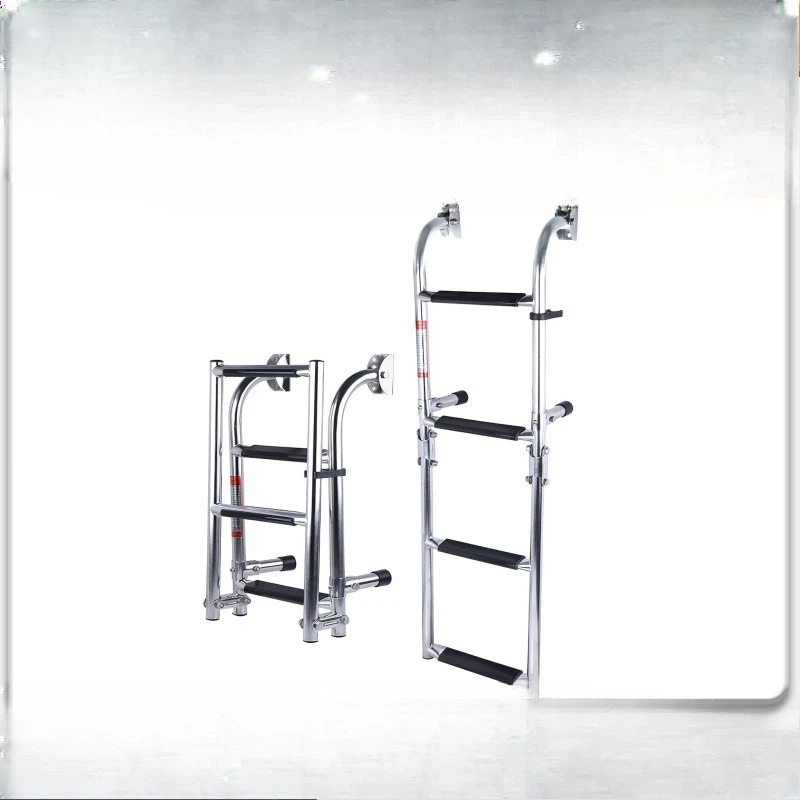 304 stainless steel speedboat yacht launching deck foldable telescopic ladder, ship boarding ladder step