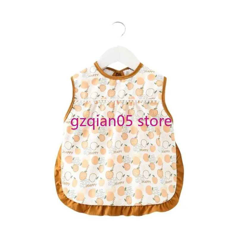 مريلة تغذية الأطفال والرضع N7ME مريلة ناعمة مقاومة للماء برقبة مربوطة، تصميم سهل الغسل بدون أكمام لسهولة التغذية