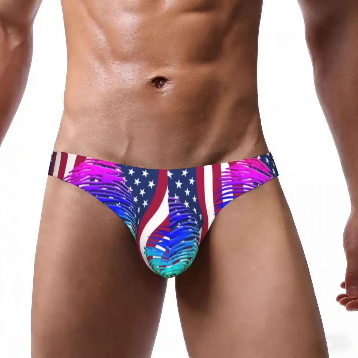 Men's Panties Man Briefs Rainbow Pride US Flag Sexy Underwear Male Bikini Underpants