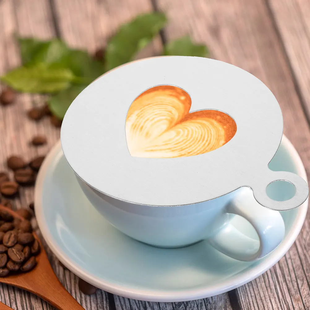 

4Pcs Coffee Decorating Stencils Stainless Steel Templates DIY Latte Cappuccino Powder Sprinkle Tools Coffee Stencils