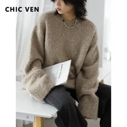 CHIC VEN maglione da donna scollo maglioni scavati donna top spessi maglioni Pullover femminili caldi autunno inverno 2023