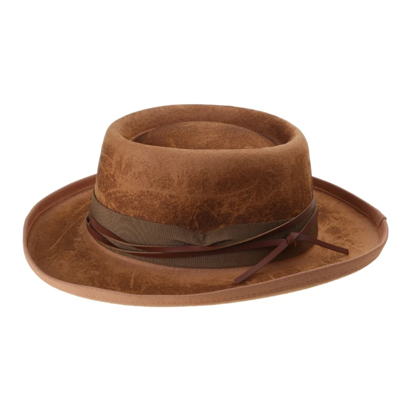 Fashion Fedoras Hat for Women Man with Belt Panamas Hat Magicians Hat Wool Hat Roleplay Costume Adult Stage Dress Up Hat