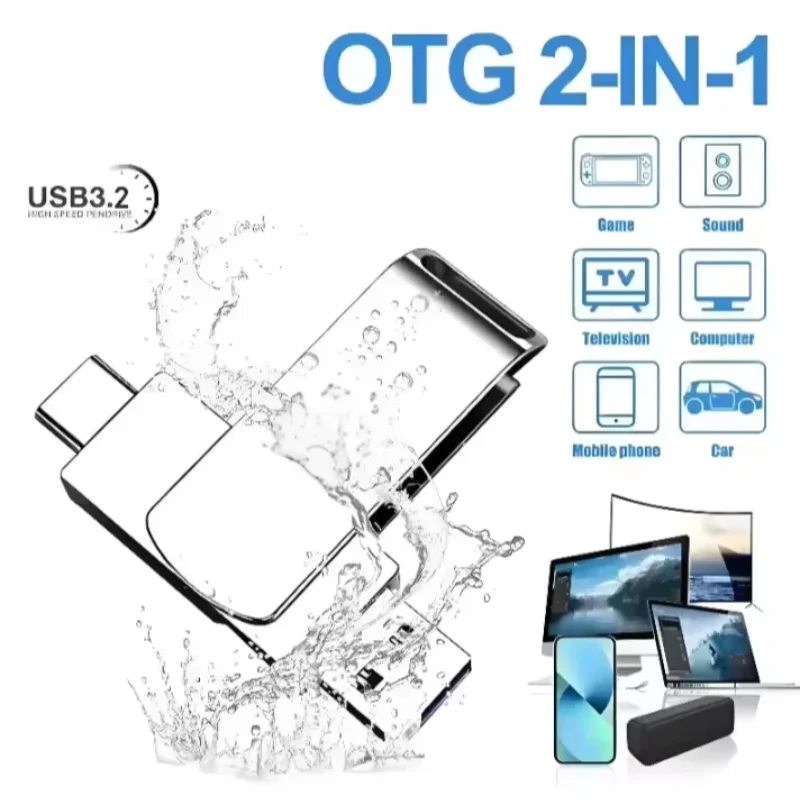 Nowy USB3.2 512GB szybki pendrive z pamięcią cache 2 w 1 typu C o rzeczywistej pojemności do przesyłania danych z telefonu, komputera PC i laptopa. — zdjęcie produktu 6