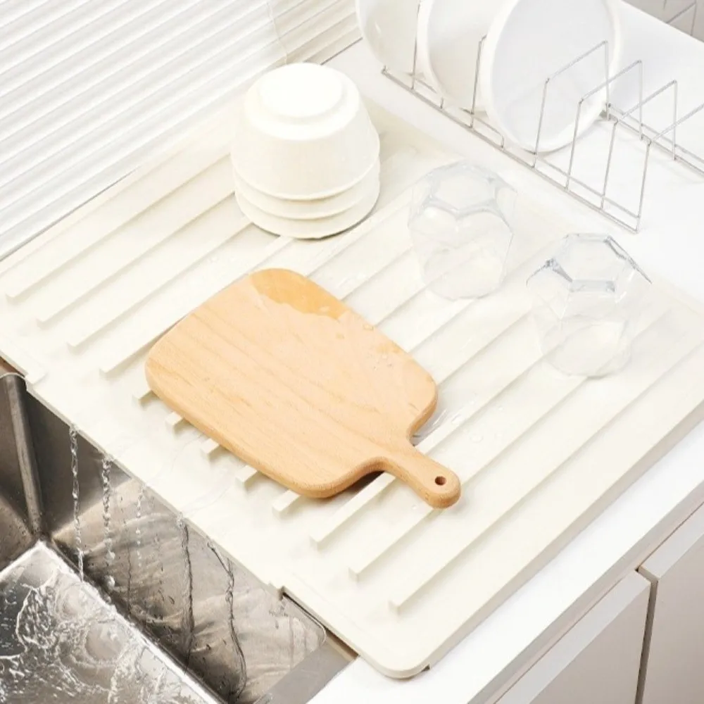 Heat-Resistant Silicone Sink Drying Mat Flexible Thick Slope Diversion Kitchen Drain Mat Quick Drain Non-slip Sink Drain Pad