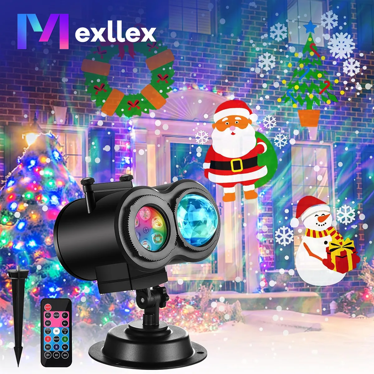 Halloween Christmas Projector Lights Outdoor 16 HD Slides, 2 in 1 Water Wave Lamp with Color Patterns, Timer & Remote for Party