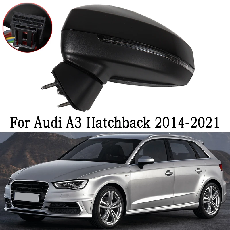 Car Rearview Mirror Assembly For Audi A3 Hatchback 2014 2015 2016-2021 Auto Electric Adjustment Heating Electrical Folding