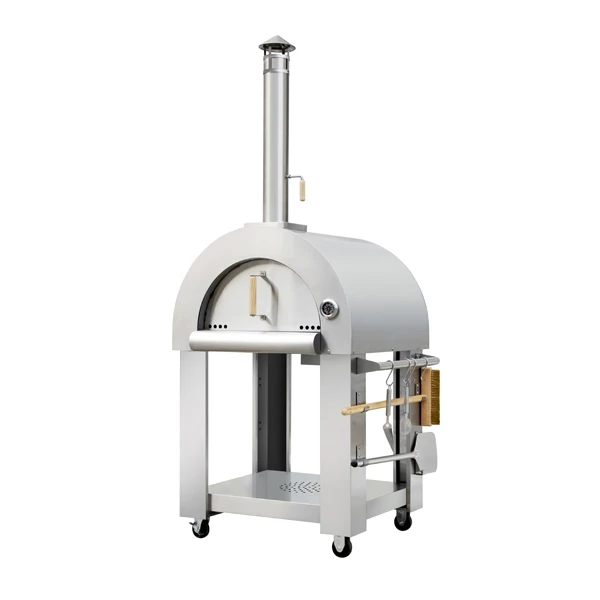 Stainless steel mobile outdoor garden party wooden fuel pizza oven with tools