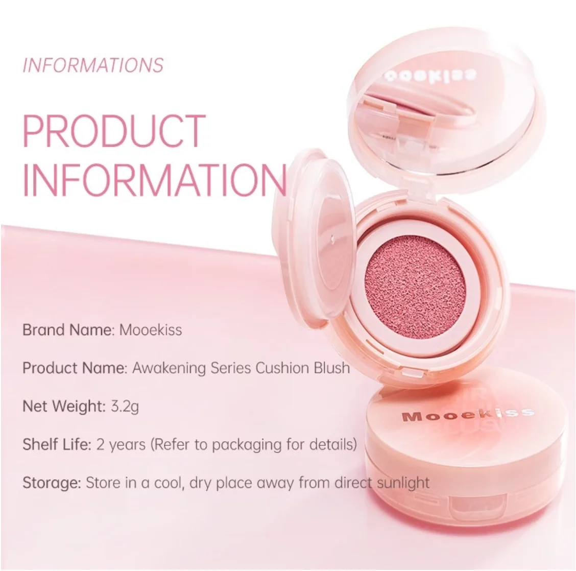 Mooekiss Cushion Blush Matte Finish Natural Nude Shades Nawilżający, ale nie tłusty Kompaktowy i lekki oryginalny kosmetyk do makijażu