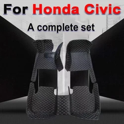 Custom Auto Luxury Leather Car Floor Mat For Honda Civic 8th gen 2006 2007 2008 Car Mat Full Set Women Waterproof Accessories