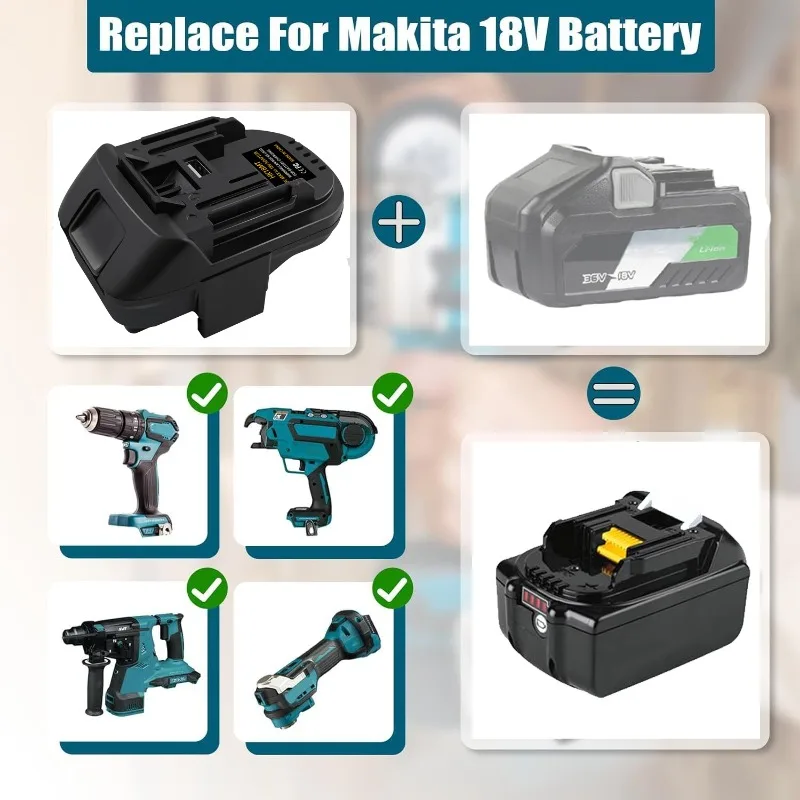 ALASICKA Battery Adapter HK18MT for Hitachi 18V/36V HIKOKI Battery Convert To for Makita 18V Battery,Work for Makita 18V Tools